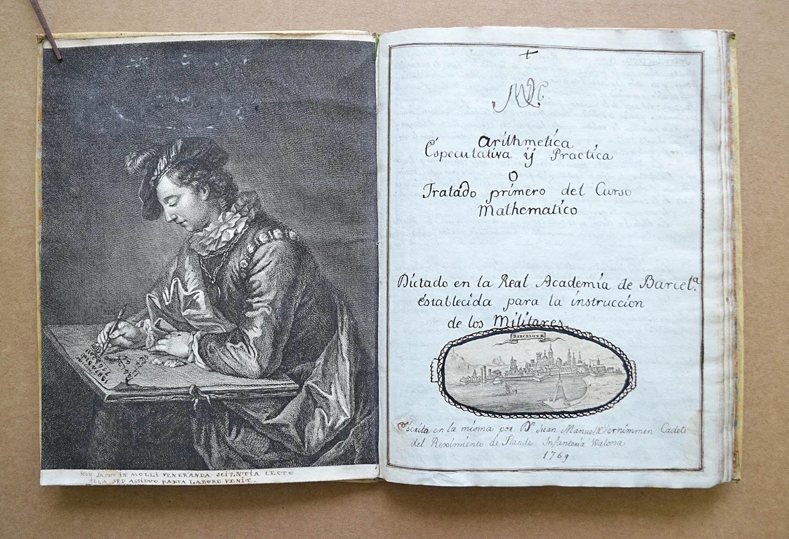 Arithmetica especulativa y practica o tratado primero del curso mathematico (1/11) — [BARCELONE] / MANUSCRIT MILITAIRE, 1769 — Manuscrits