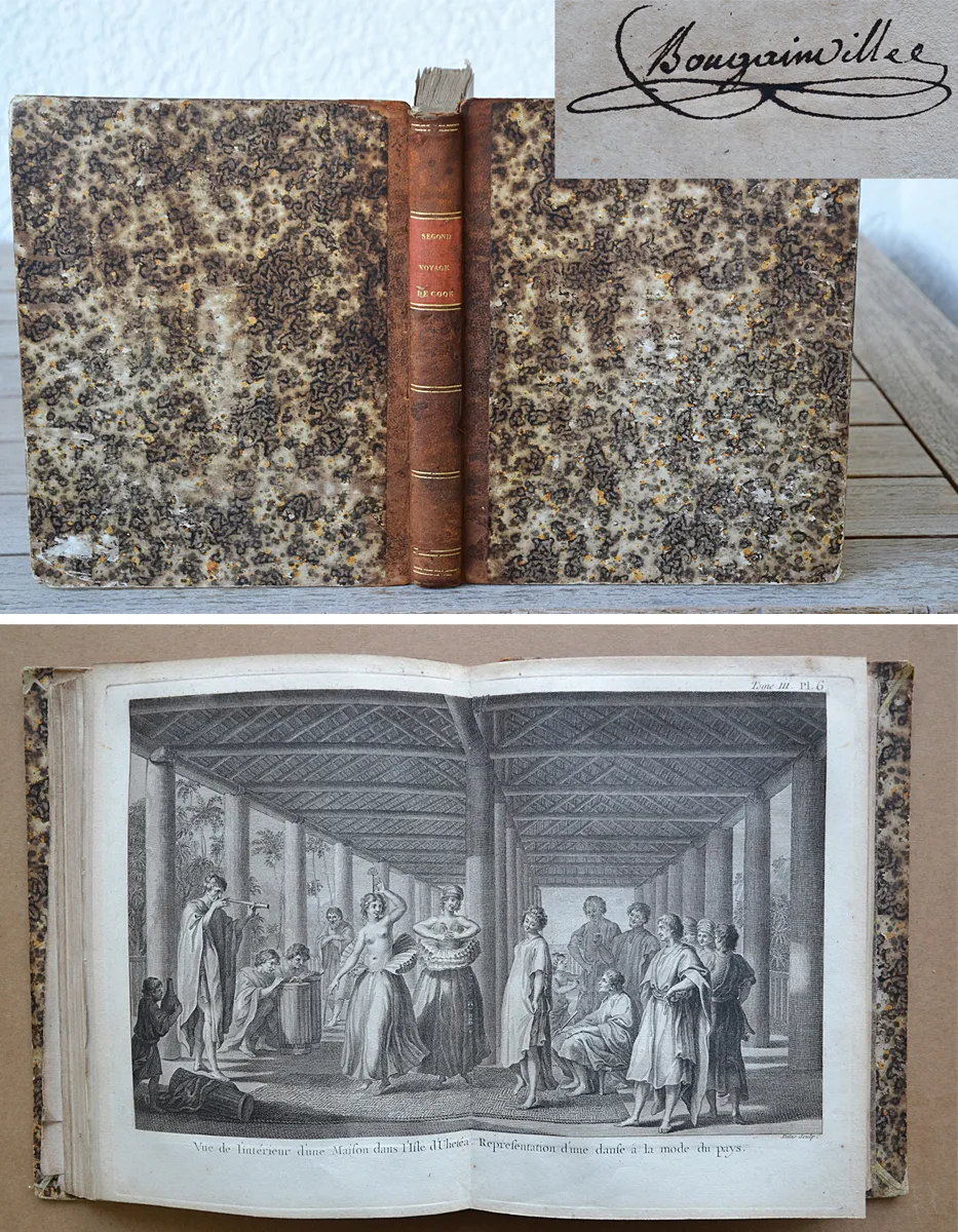 Cartes et figures des voyages entrepris par ordre de Sa Majesté Britannique, actuellement régnante ; pour faire des découvertes dans l’hémisphère méridional, et successivement exécutés par le Commodore Byron, le capitaine Carteret, le capitaine Wallis & le capitaine Cook, dans les vaisseaux le Dauphin, le Swallow & l’Endeavour. (1/12) — [COOK (James)], 1774 — Voyages
