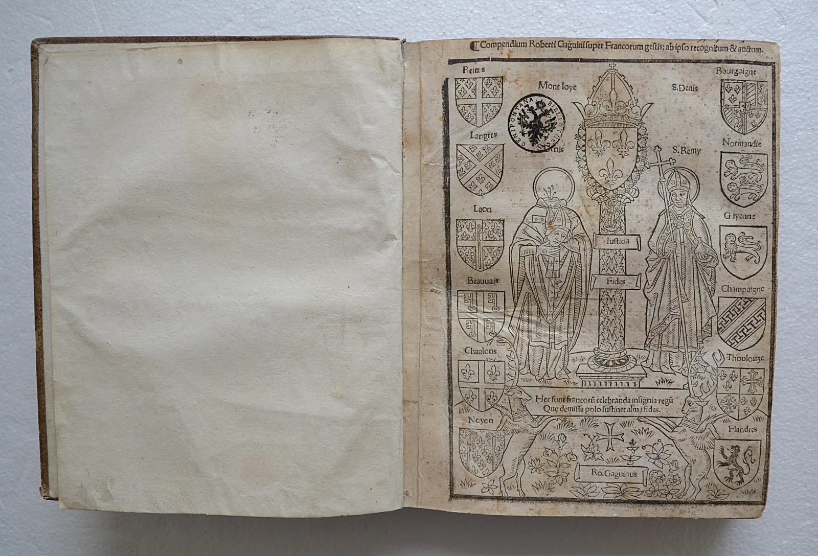 Compendium Roberti Gaguini super Francorum gestis : ab ipso recognitum & auctum (1/12) — GAGUIN (Robert), 1500 — XVe et XVIe siecles