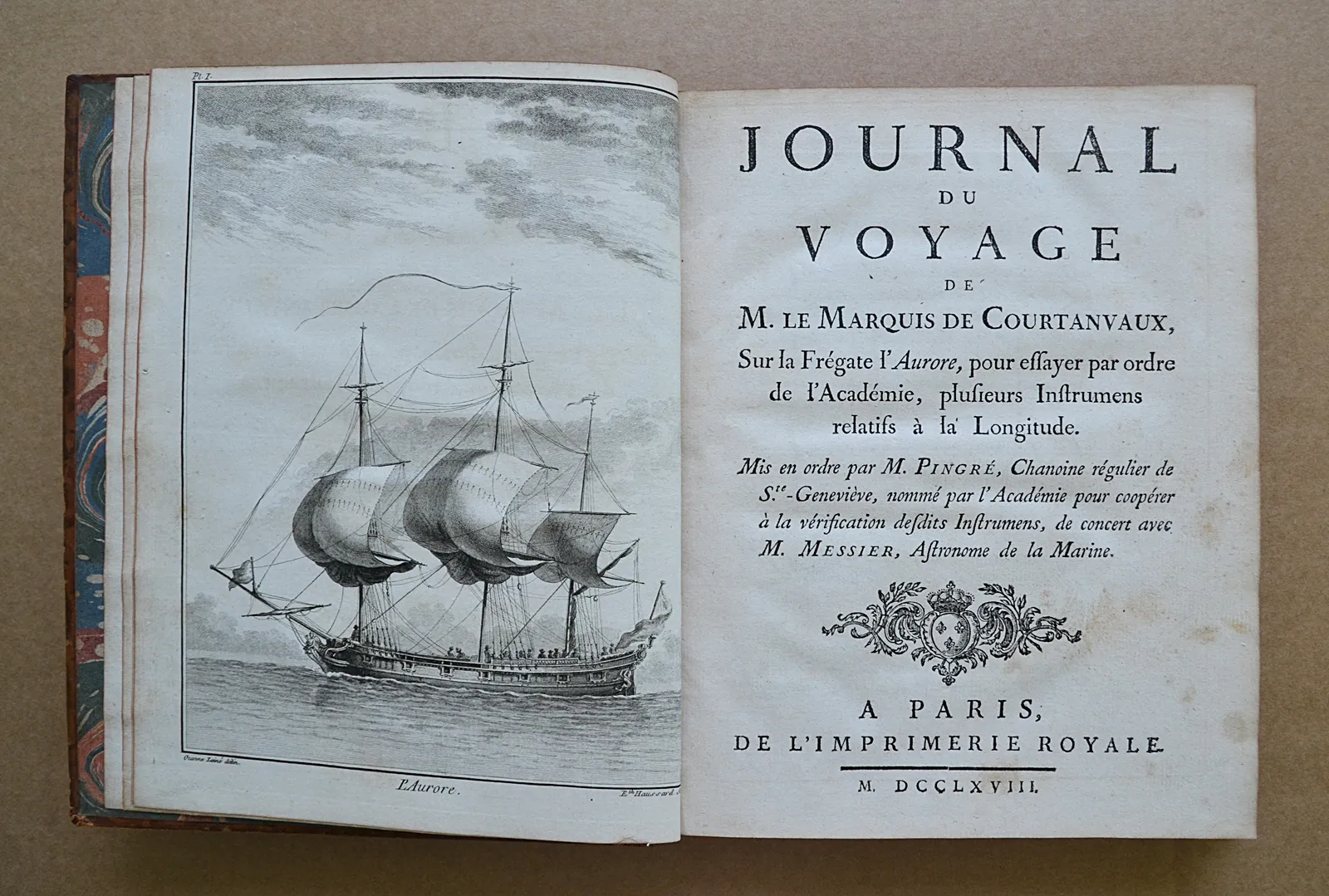 Journal du voyage, sur la frégate l’Aurore, pour essayer par ordre de l’Académie, plusieurs instruments relatifs à la longitude. (1/6) — COURTANVAUX (François-César Le Tellier, marquis de), 1768 — Voyages