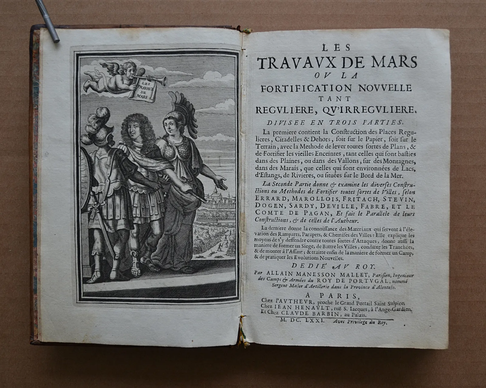 Les travaux de Mars ou la fortification nouvelle, tant régulière, qu’irrégulière, divisée en trois parties (1/12) — MANESSON MALLET (Alain), 1671 — Illustres anciens