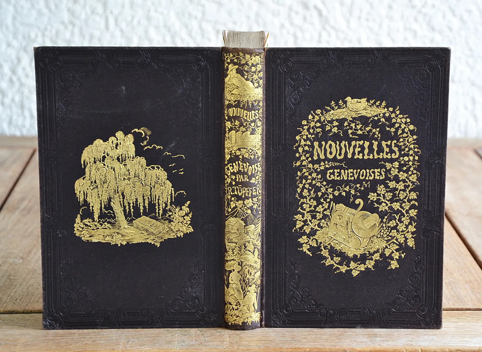 Nouvelles genevoises. Illustrées d’après les dessins de l’auteur. (1/11) — TÖPFFER (Rodolphe), 1849 — Cartonnages